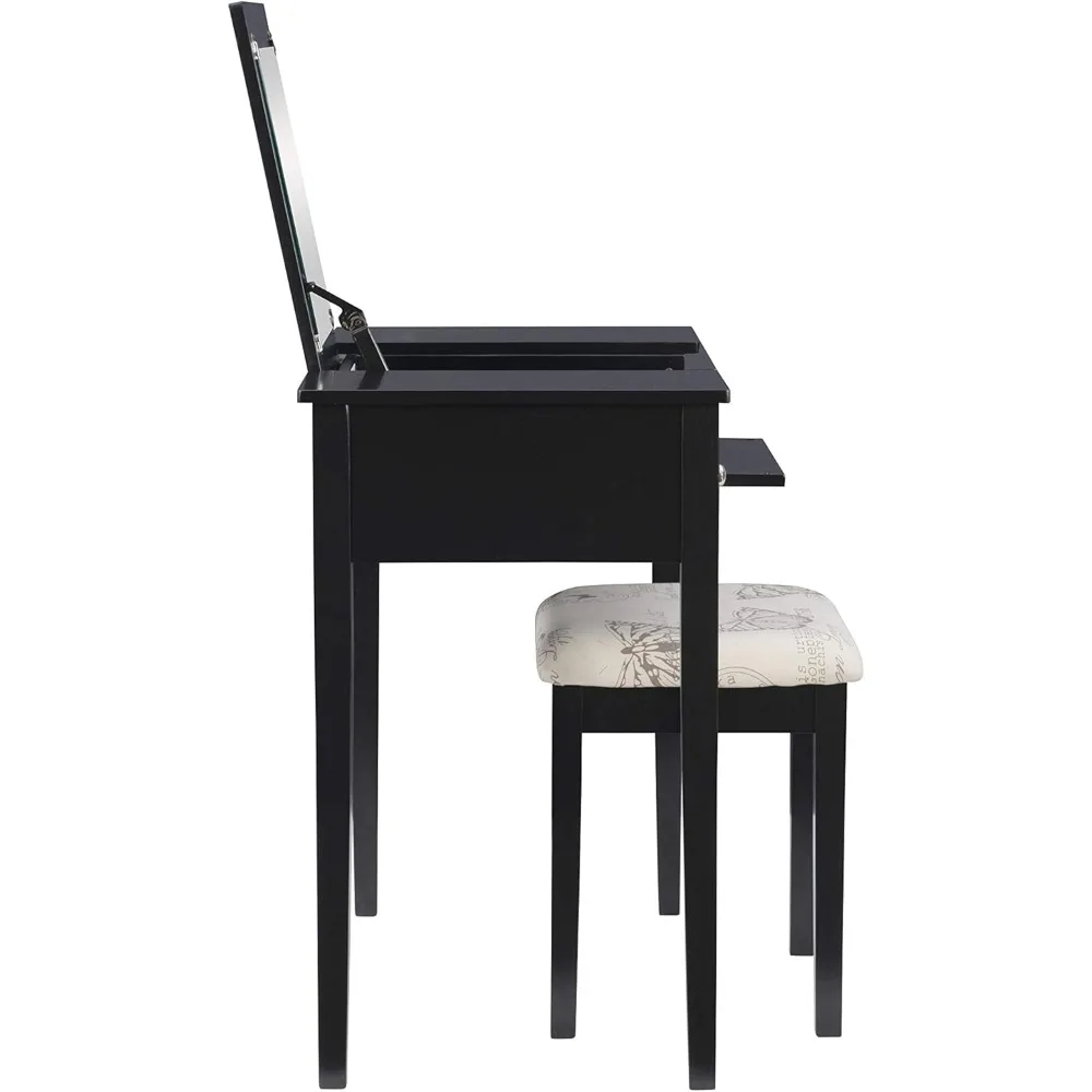 Home Dcor Black Butterfly Stool Vanity Set with Bench 3