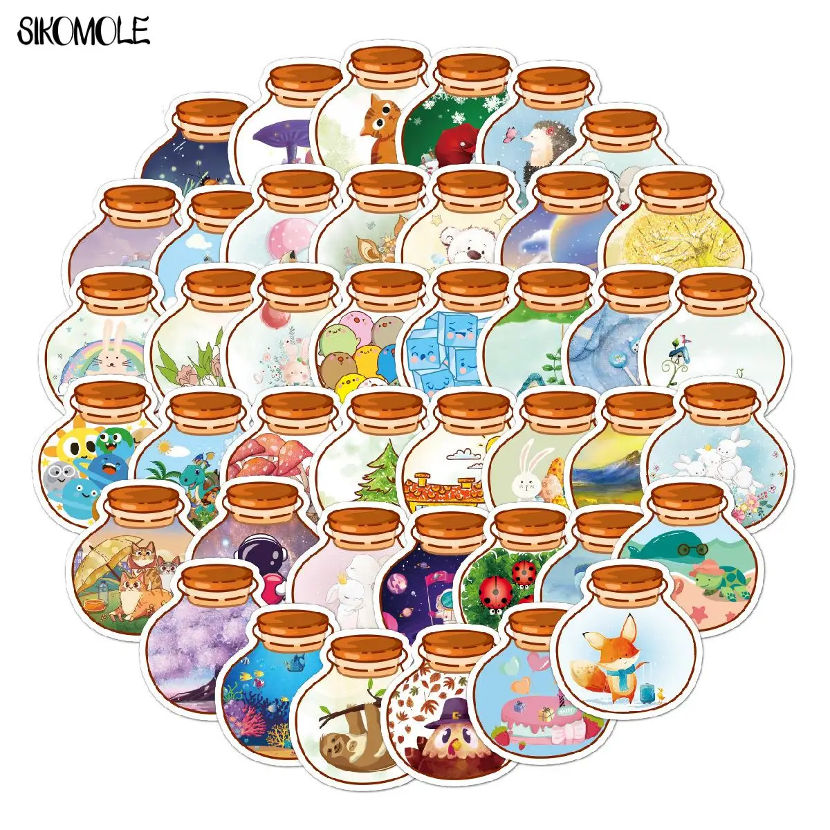 10/30/50PCS Cartoon World In Bottle Creative Graffiti Sticker DIY Kids Toys Travel Luggage Guitar Fridge Laptop Decal Sticker F5 pc9 tv show creative cool scrapbooking stickers decal for for guitar laptop luggage car fridge graffiti decal sticker