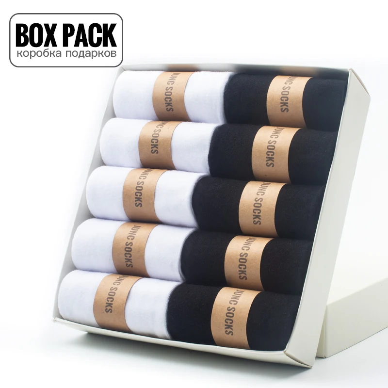 Tanio Box Pack męskie bawełniane skarpetki 10 par/pudło czarne biznesowe sklep