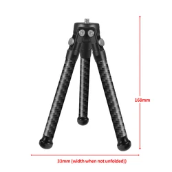 Lightweight Carbon Fiber Portable Tripod - Extendable & Adjustable Tabletop Stand (Mini Tripod B)
