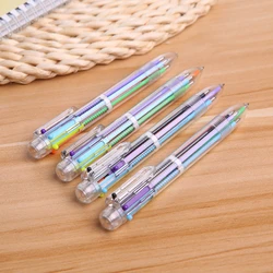 100 Pcs Business Cartoon Multi-color Ball Point Pen Press Moving Pen Color Personalized Oil Pen 6 Color Student Office Supplies