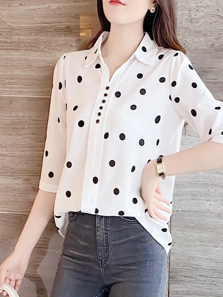 Polka Dot Shirt Women Summer New All Match Design Fashion High End Formal  Temperament Half Sleeve Blouse Office Ladies Work Tops - Women Shirt -  AliExpress