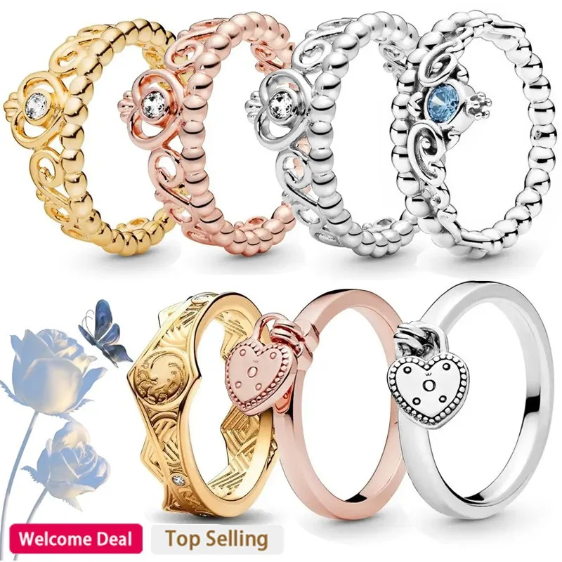 Popular 925 Sterling Silver Original Women's Dragon Family Crown Princess Ring DIY Charm Jewelry Gift Light Luxury Fashion plate crown ring holder for jewelry engagement wedding display stand