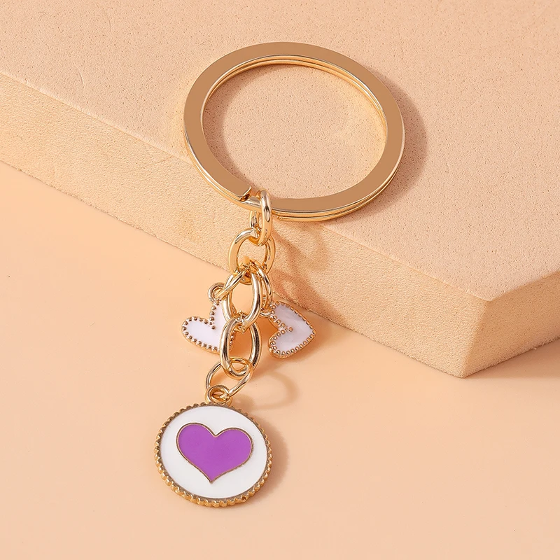 Mode Bunte Liebe Herz Schlüsselbund für Frauen Männer Auto Schlüssel Handtasche Anhänger Schlüsselanhänger Zubehör DIY Schmuck Geschenke – Detail 9