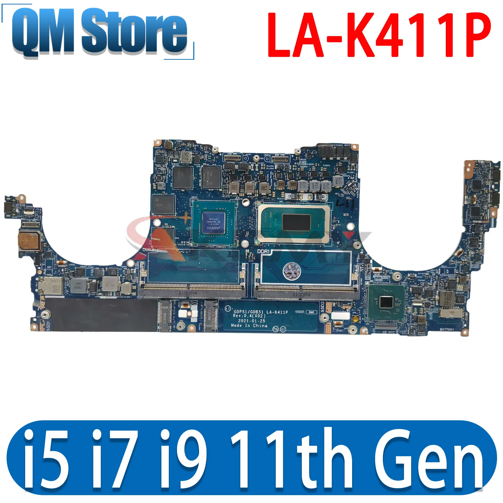 

LA-K411P With i5 i7 i9 11th Gen CPU GN20-P1-A1 GPU Laptop Motherboard For Dell Precision 5560 Notebook Mainboard 100% Tested OK