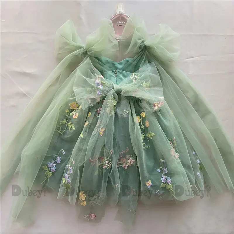 Baby Floral Bow Sleeveless Summer Dress - Embroidered Ballerina Tutu Outfit