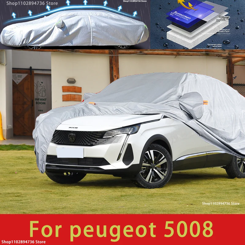 Autohoes Waterdicht voor Peugeot 5008(5seats) 2017-2023, Volledige Autohoes Buiten Zon Regen Stof Bescherming Zacht Anti-Kras,A-Single layer