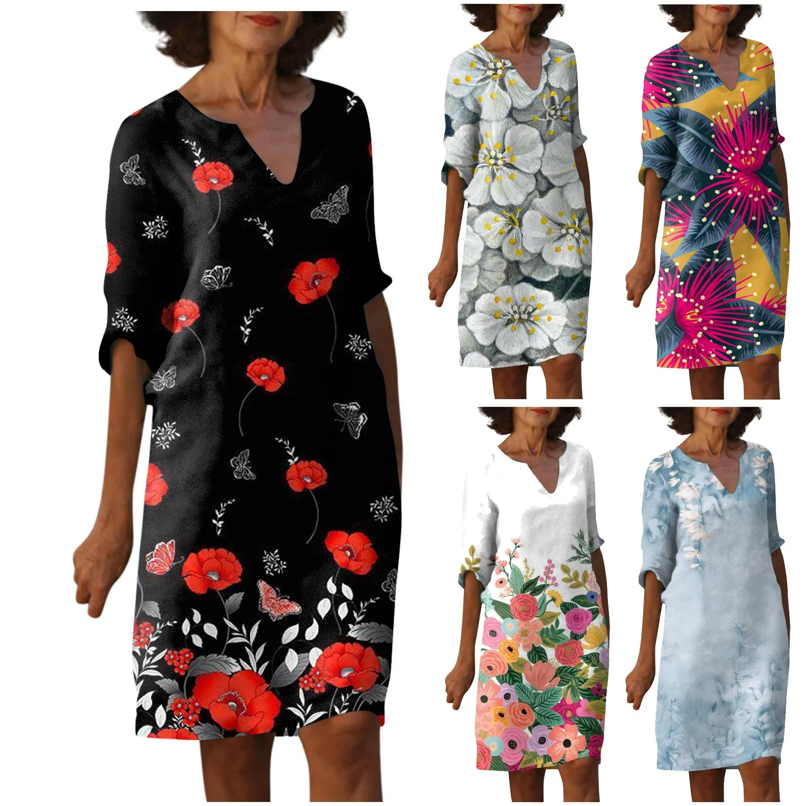 

Women'S Summer Dress Party Casual Festival Floral Printed Loose Classic And Versatile Dress Stylish And Fashion Design Vestidos
