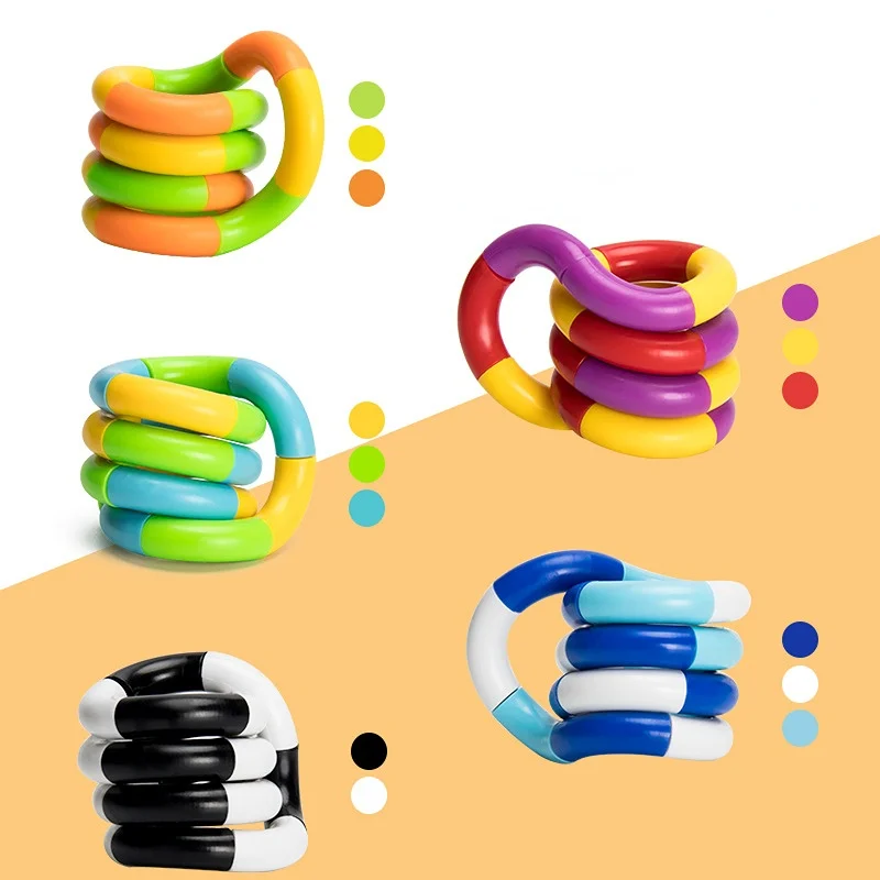 Sensory Fidget Toy Anti Stress Toy Fidget Toy Finger Sensory Toy Twisted Ring Magic Figet Magic Trick Rope Creative DIY Winding Leisure Education Stress Relief for Kid Xmas Toy Random Send
