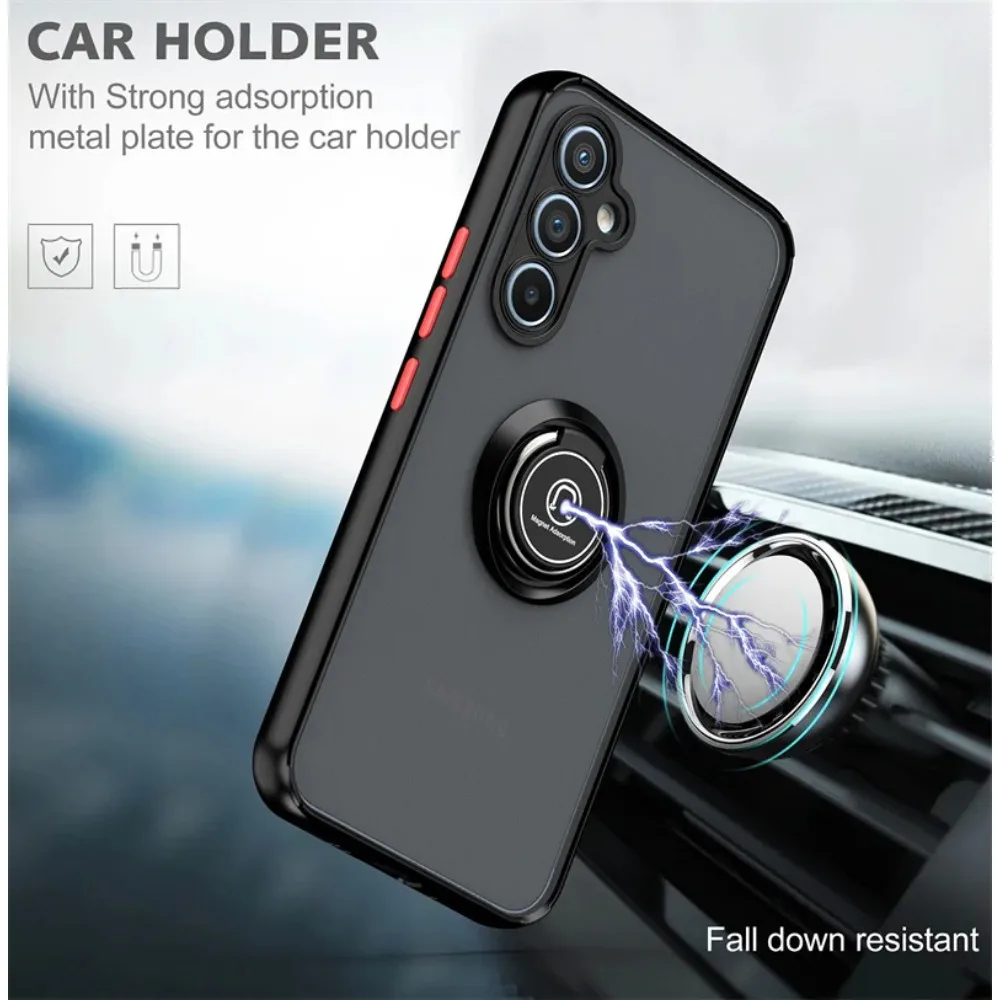 Enhanced Magnetic Ring Holder Armor Case - Frosted Hard Protective Cover