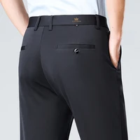 Pantalon d'affaires pour hommes en tissu très extensible adapté à toutes les saisons, doté d'une ceinture élastique et au bureau/travail classique pour 3