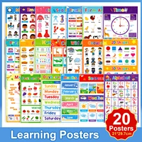 20 Themes Children Learning English toys School classroom educational A4 posters Decoration big cards Wall Sticker 1