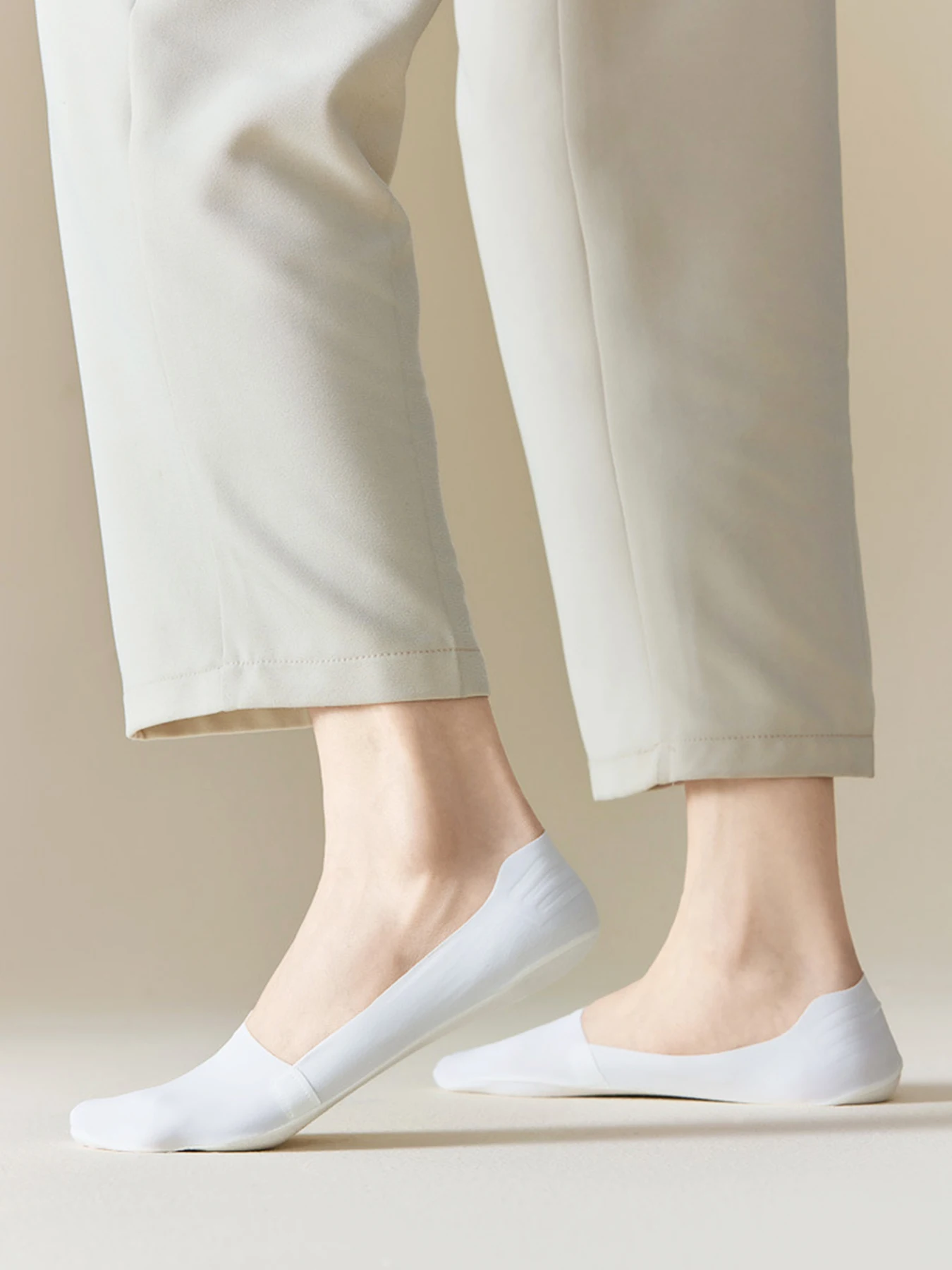 Ice Silk Low Cut Boat Socks - 4 Pairs Anti-Slip Summer Socks