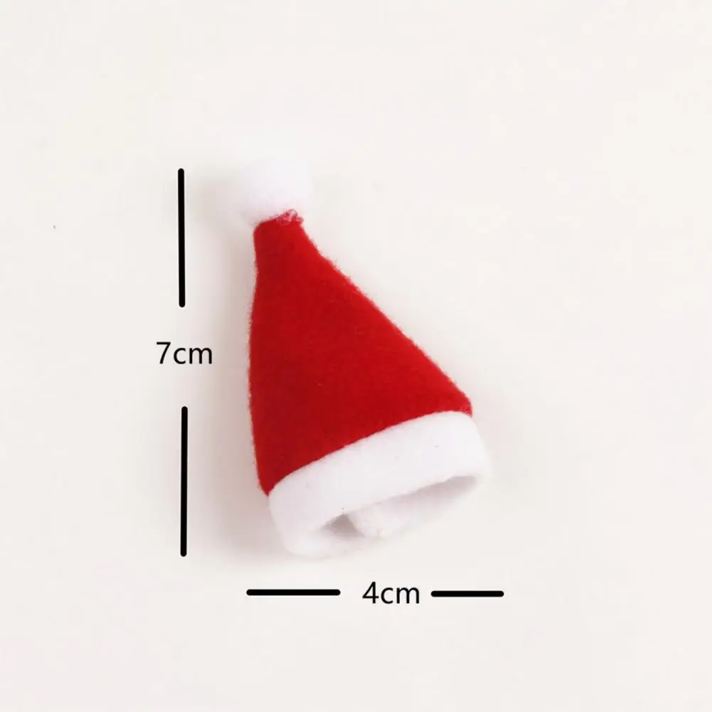 10Pcs Mini Santa Hat Wine Bottle Covers Plush Christmas Tableware Holder Velvet Lollipop Caps Xmas Party Decoration
