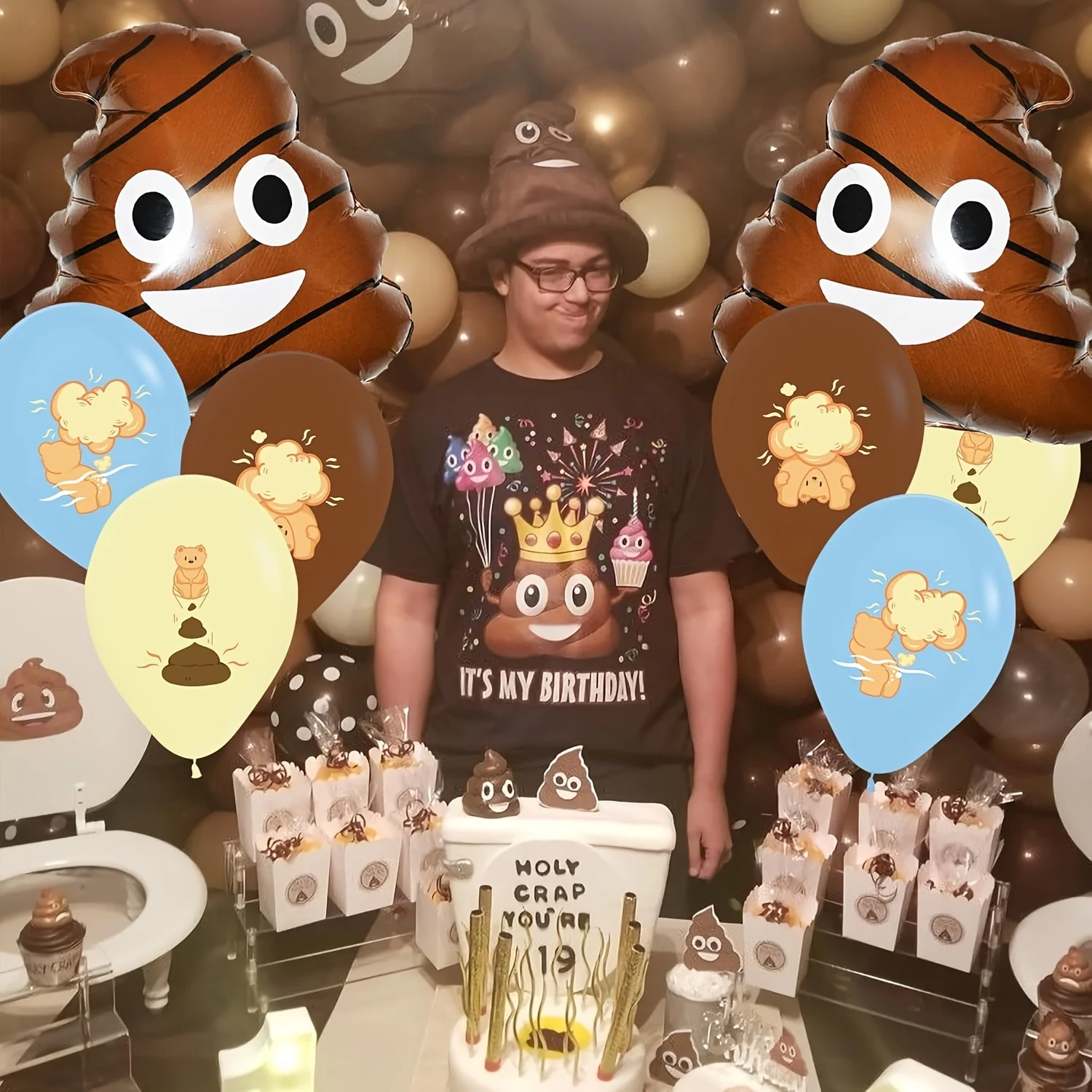 Humorous Poop Emoji Foil Balloon for Fun Celebrations & Gag Gifts