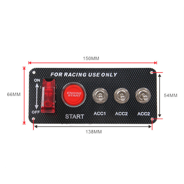 Accessory 12V LED Toggle Ignition Switch Panel Engine Start Push Button Set Universal for 12V Power Speediness & Racing Car