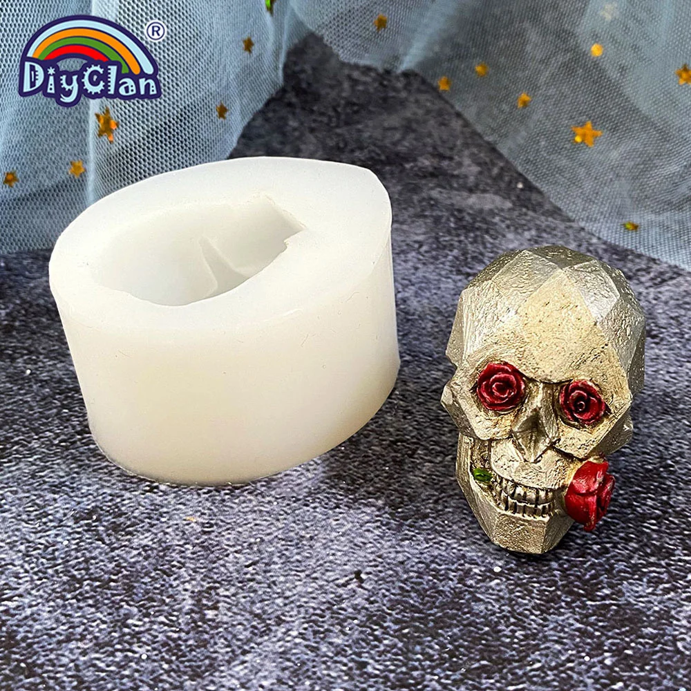 Totenkopf-Silikonform Sommerstile Halloween Fondant Kuchendekoration Werkzeug Schokolade Dessert Zucker Mousse Backen Kerzenform – Detail 4