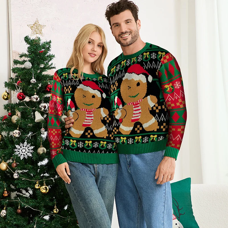 2025 Christmas Family Sweater Gingerbread Man Print Warm Soft Knitwear Full Sleeve O Neck Jumpers Adults Kids Matching Pullovers 2 2025 Christmas Family Sweater Gingerbread Man Print Warm Soft Knitwear Full Sleeve O Neck Jumpers Adults Kids Matching Pullovers 2