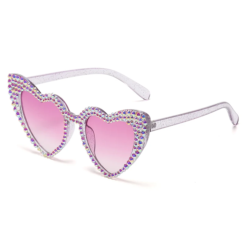 

Heart Shaped Sun Glasses Lady Lovely Heart-shaped Point Diamond Handmade EyeGlasses Female Party Shopping T Show Decoration