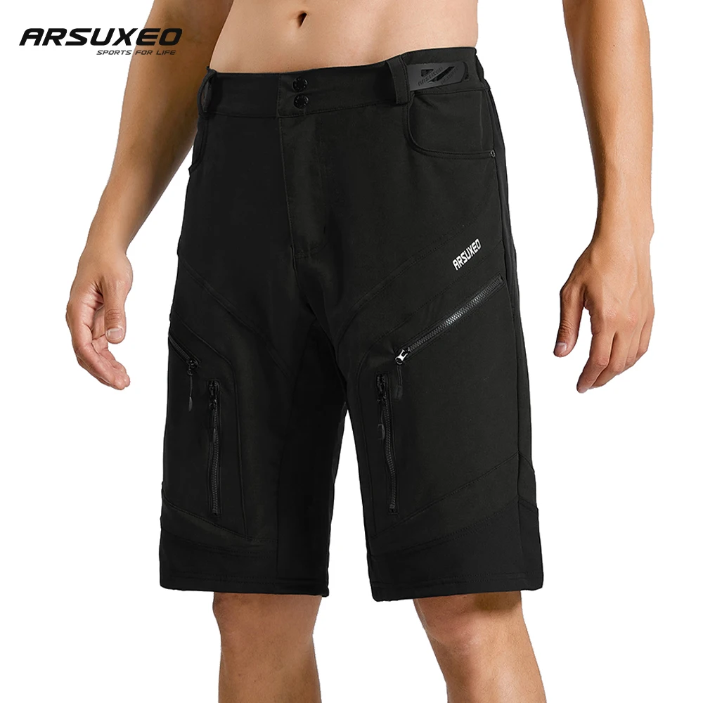 Cycling Shorts ARSUXEO Cycling Shorts Men Bicycle Loose Fit MTB Downhill Bike Shorts Outdoor Sports with Pocket Water Ressistant Trousers 1903