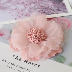 Handmade Fabric Flowers for DIY Decoration and Crafting - Set of 5 Large Pieces (Pink)
