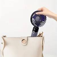 Portable Fan, 6 Speeds Personal Fan with Base, Digital Display, Lash Fan Makeup Fan Handheld/Neck/Desk Fan for Outdoor Indoor 2