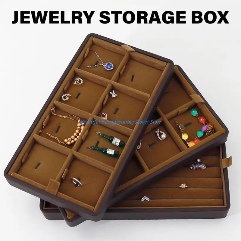 E56A Dekorativer Leder-Schmuck-Aufbewahrungskoffer, Truhen-Aufbewahrungsorganisatoren mit Schubladen mit eleganten Stilen für – Detail 7