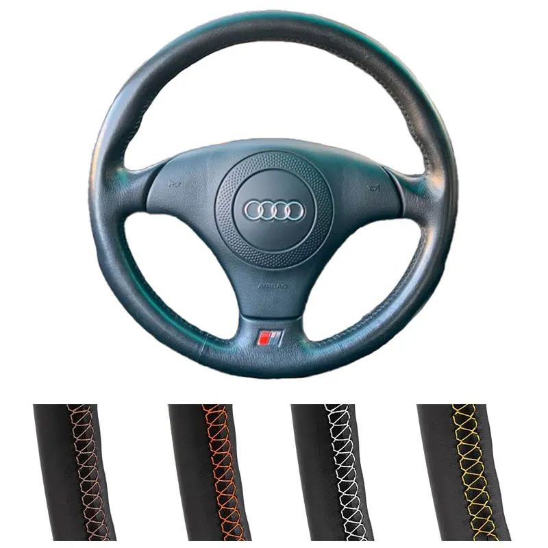Luxury Leather Steering Wheel Cover - Premium Custom Fit Wrap
