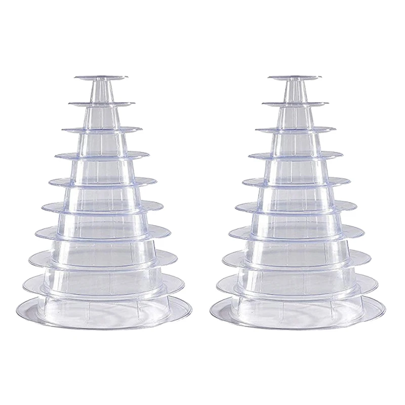 

LUDA 2X 10 Tier Cupcake Holder Stand,Round Macaron Tower Stand,Clear Cake Display Rack For Wedding Birthday Party Decor
