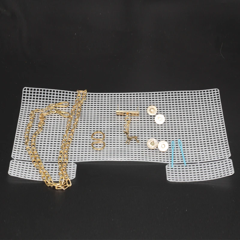 Craft Supplies Plastic Weaving Mesh Latch Hook Weaving Bags Making Template Set Plastic Mesh Cloth Bag Rug Thread Hook Craft Supplies DIY Shoulder Bag Chians Button