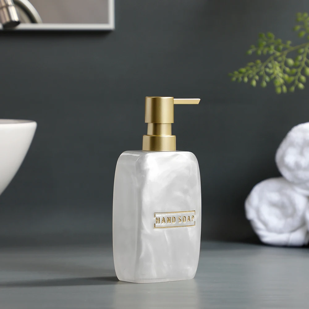 Bathroom Vanity Countertop Accessory Set Soap Dispenser Toothbrush Holder Set Tray Bathroom Accessories White Pearl Look bathroom accessories set,soap dispenser