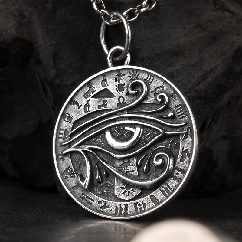 

Pharaoh's Treasure sterling silver pendant for Eye of Horus silver Necklace for Men Fine Jewelry