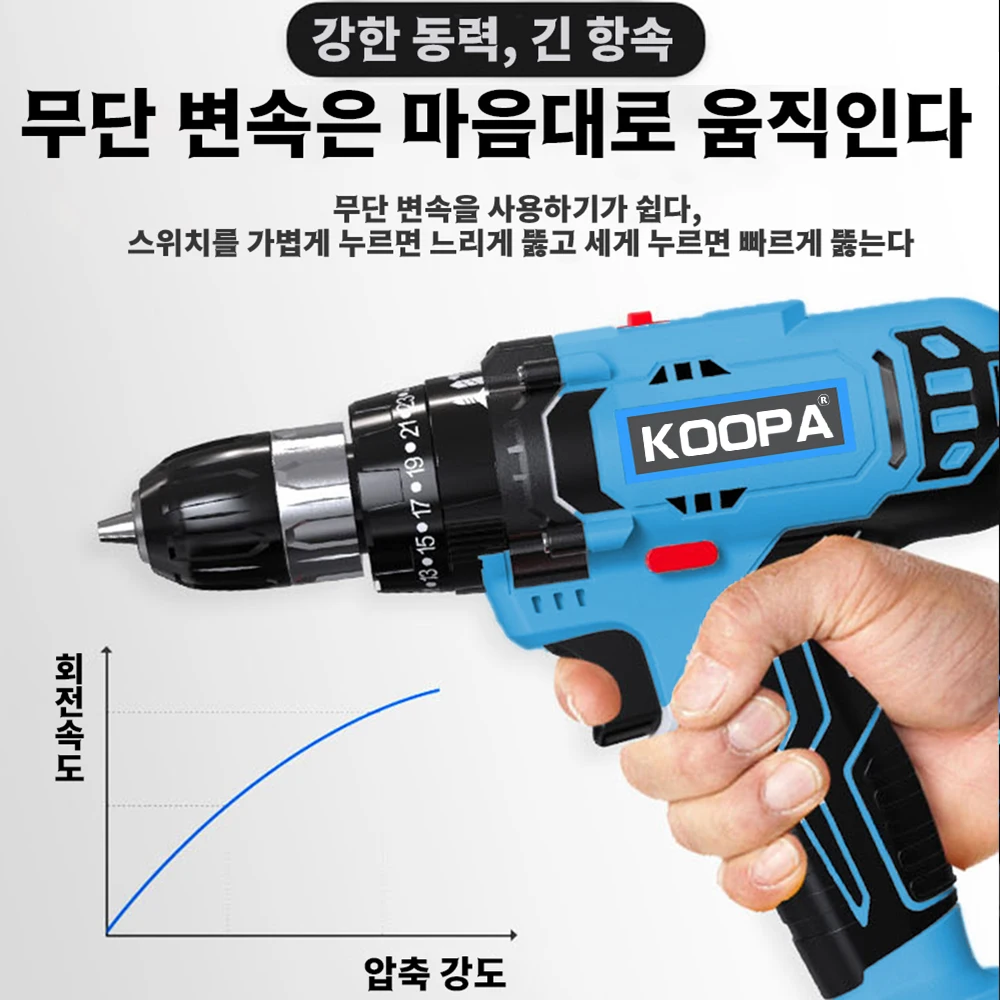 Koopa Tool 21V ޴ ڵ帮 Ʈ帱 ̹ ̹ 2 ӵ 25+1 ũ