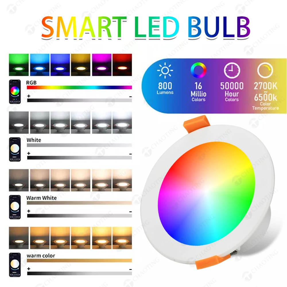 스마트 제어 RGB 바 실내 레저 및 엔터테인먼트 평면 스포트라이트 LED 매입형 천장 무드등 다운라이트
