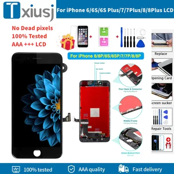 AAA +++ Display di qualità per iPhone 4 6 6S Schermo LCD con Touch Screen 3D Digitizer Assembly per iPhone 6 Plus 6S 7 8 Plus Display