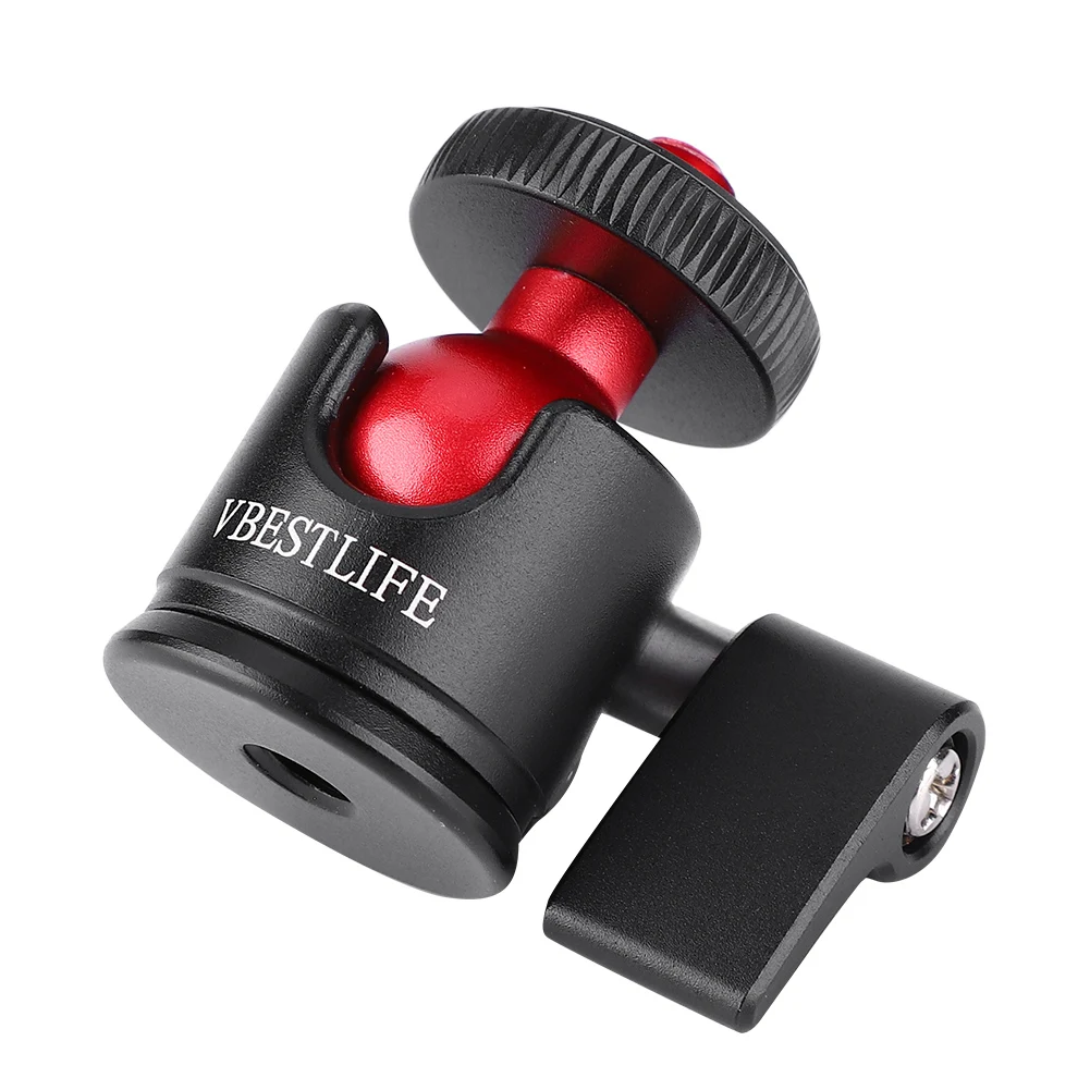 Tripod Ball Head Camera Adapter Mini Ball Head 1/4in Screw Aluminum Alloy 360 Degree Rotatable Camera Tripod Head for SLR Cameras Monitor Fill Light Microphone
