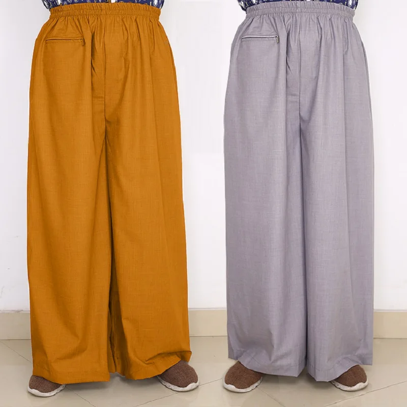 Men Women Monk Pants Cotton Trousers Buddhism Loose Fit Comfort Buddhist Temple