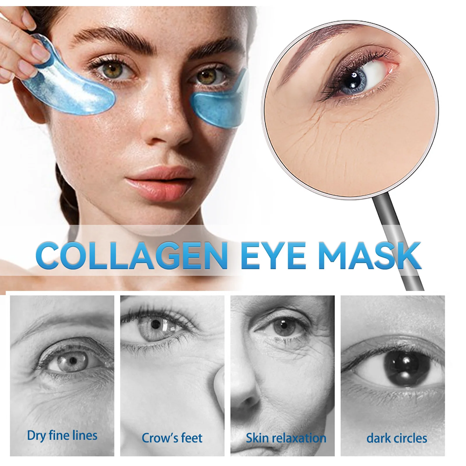 EELHOE Collagen Eye Mask Lightens Fine Lines and Dark Circles Hydrates, Moisturizes, Firms and Lifts Crystal Eye Masks 4