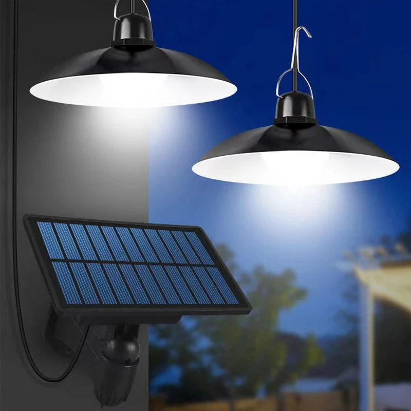 Solar Pendant Light Motion Sensor Led Solar Powered Lamp with Remote Control Chandelier Camping