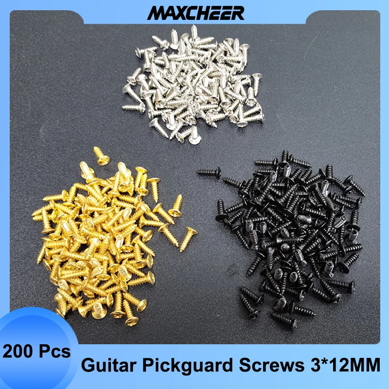 

200pcs ST TL Style Electric Bass Guitar Pickguard Screws 3*12mm Cavity Cover Jack Cover Plate Screw Guitar Accessories