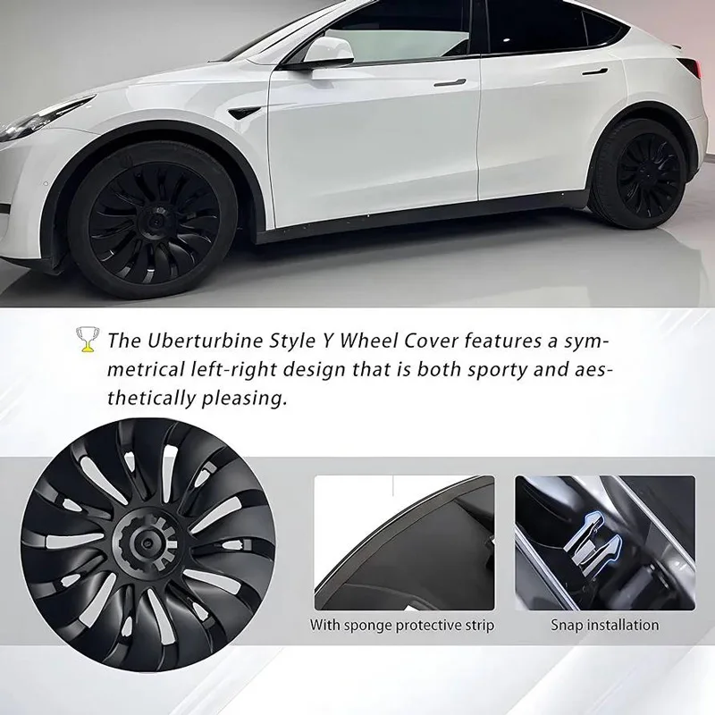 4PCS Wheel Hub Caps Covers For Tesla Model Y 19 Inch
