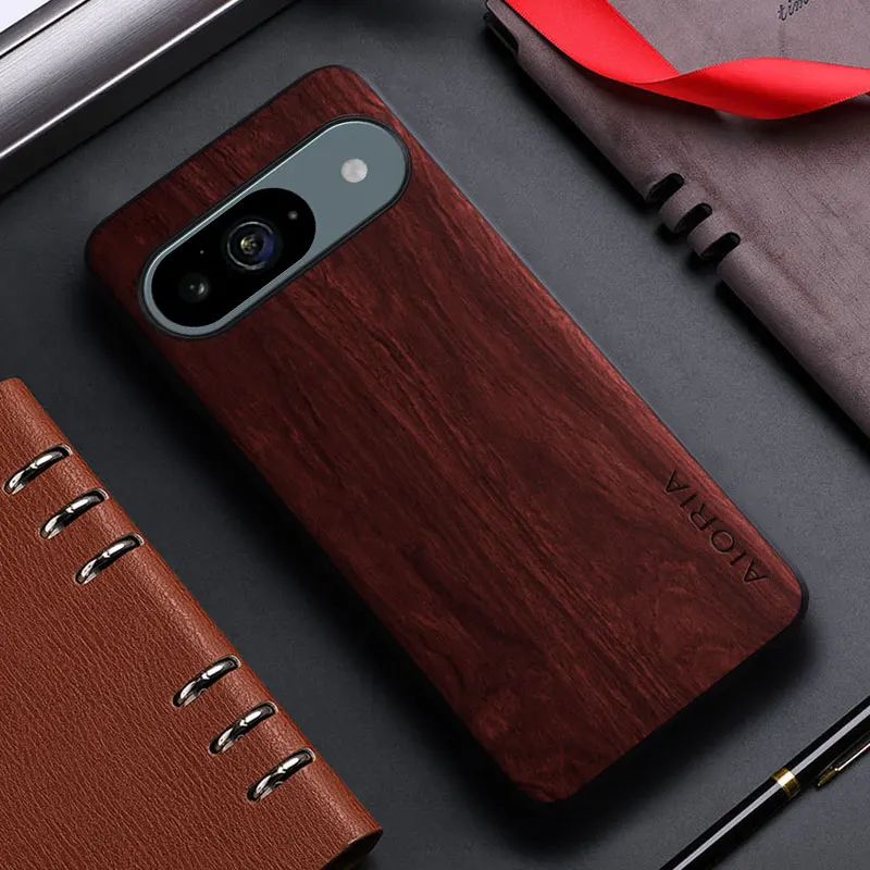 Elegant Bamboo Wood Pattern Leather Case for Smartphones - Unique Design Back Cover