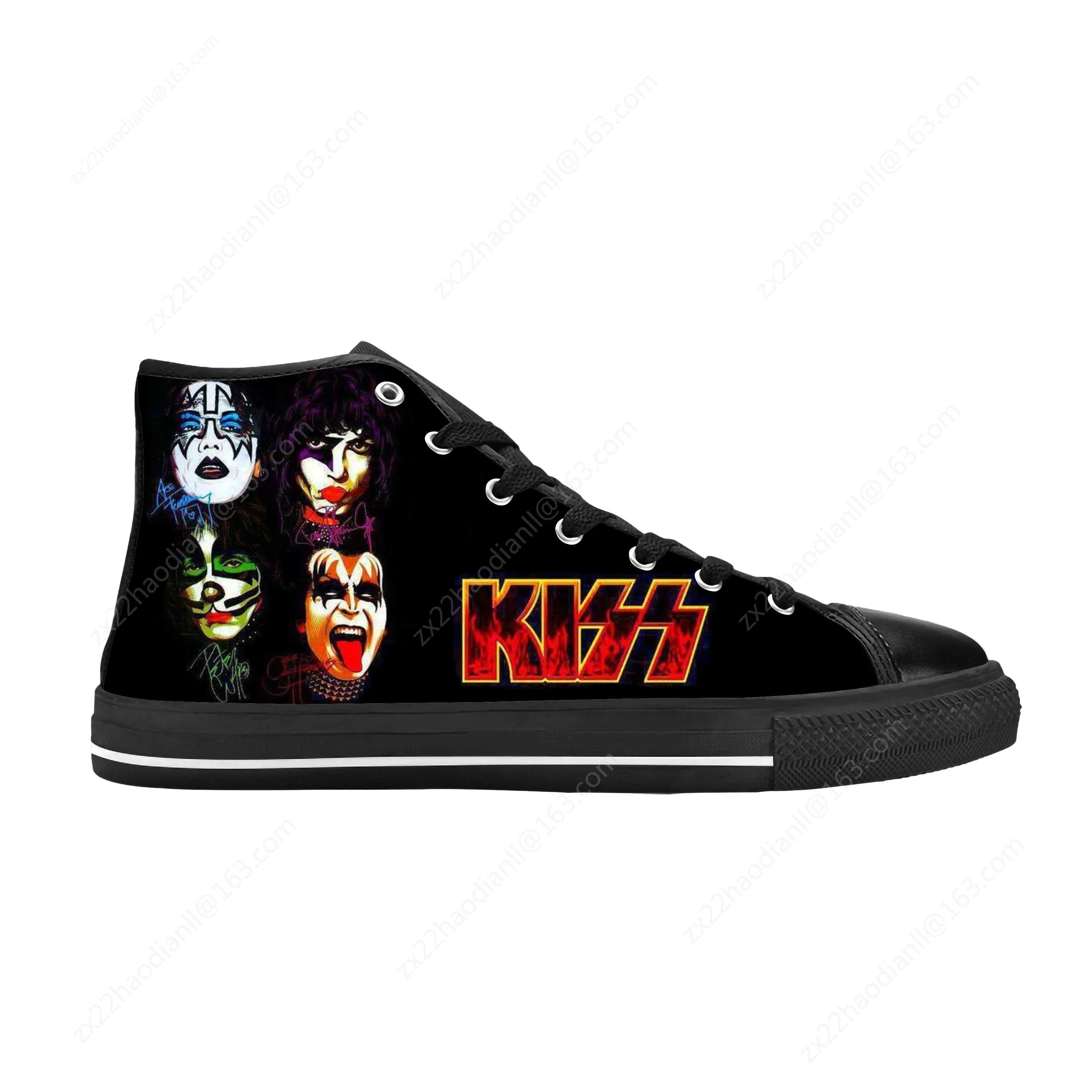 Rock Band Heavy Metal Music Singer Guitar Kiss Casual Cloth Shoes High Top Comfortable Breathable 3D Print Men Women Sneakers