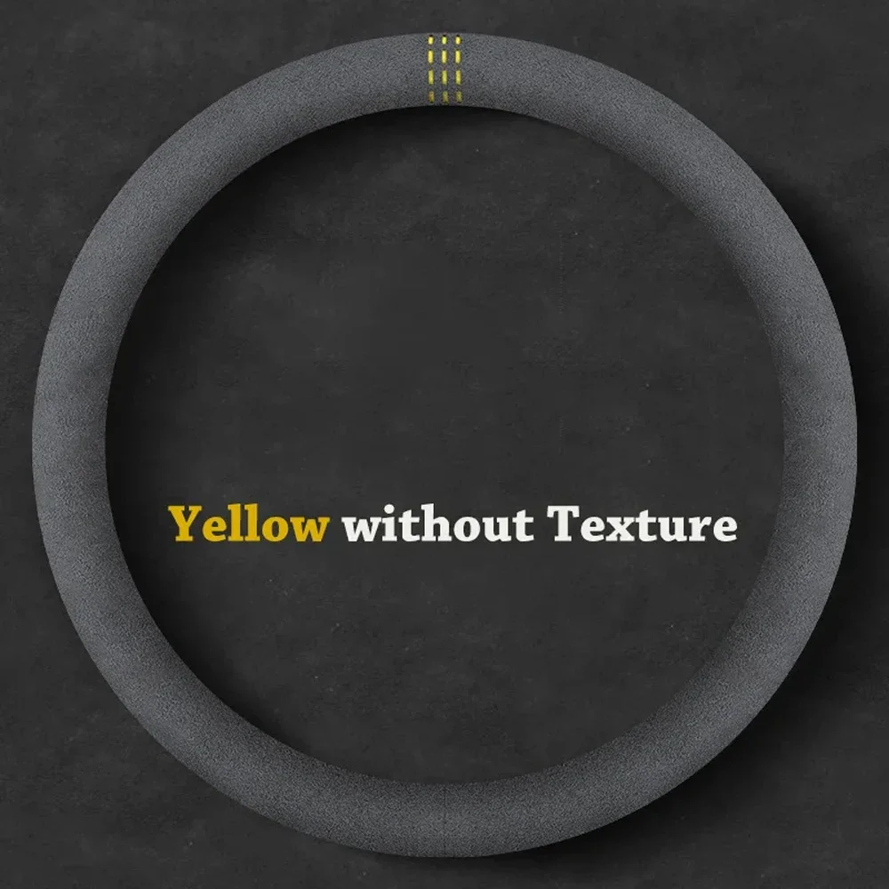 Luxury Cowhide Suede Steering Wheel Cover - Breathable and Universal Fit Car Accessory