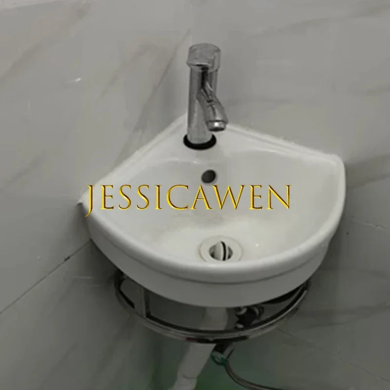 255*255*120mm Triangular Washbasin Corner Ceramic Sink Mini Single Basin Small Apartment Wall-hung Hand Wash Basin For Bathroom 4