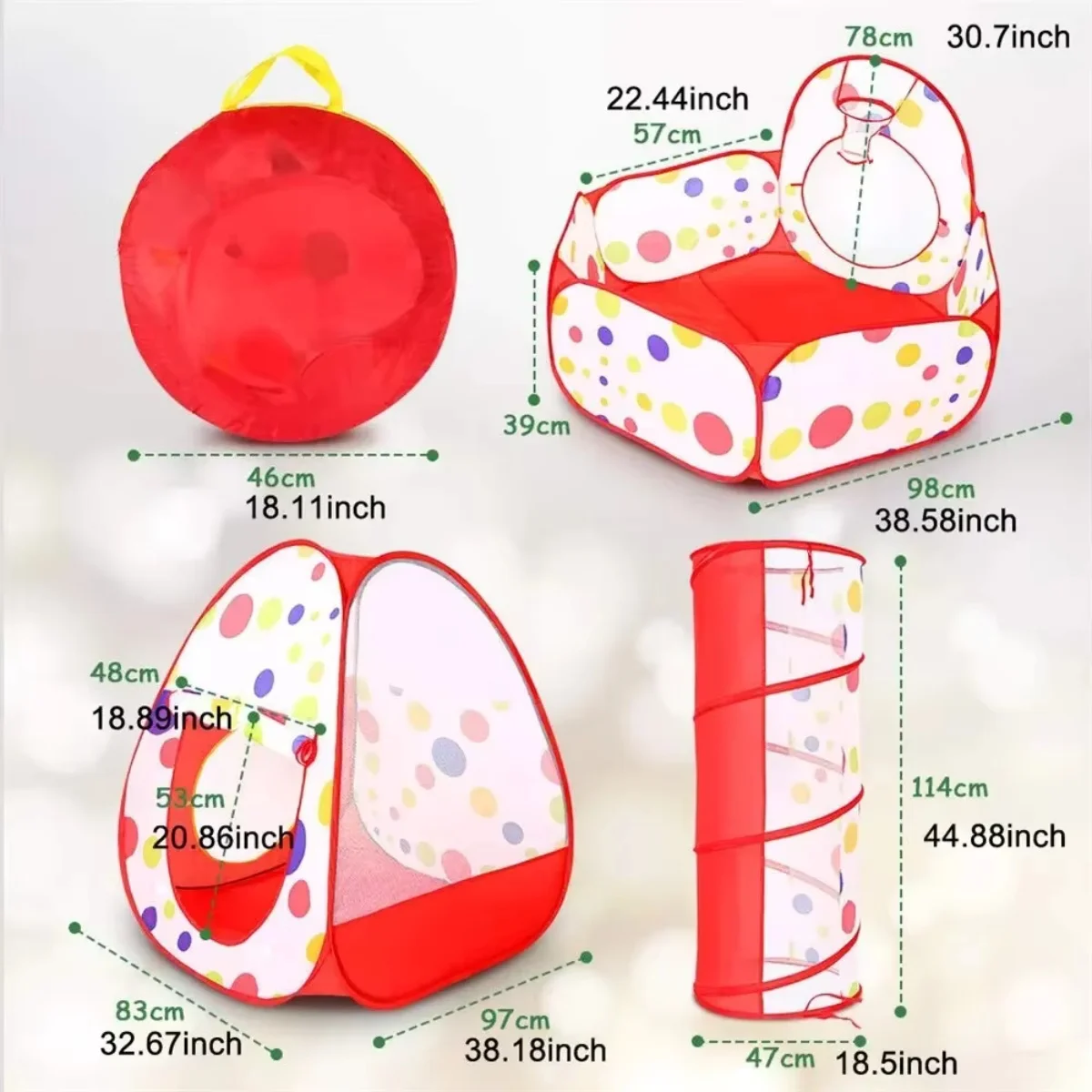 3 in 1 Kids Play Tent with Play Tunnel,Ball Pit,Basketball Hoop for Boys & Girls,Toddler Pop Up Playhouse Toy,Christmas Gifts 5