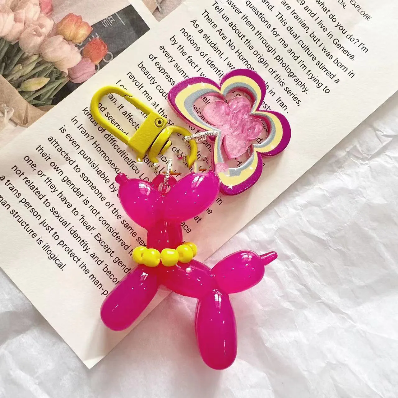 Key chain Kawaii Balloon Dog Keychain Models Girls Sweet Ins Style Balloon Dog Phone Chain Key Buckle Accessories Bag Pendant Toys