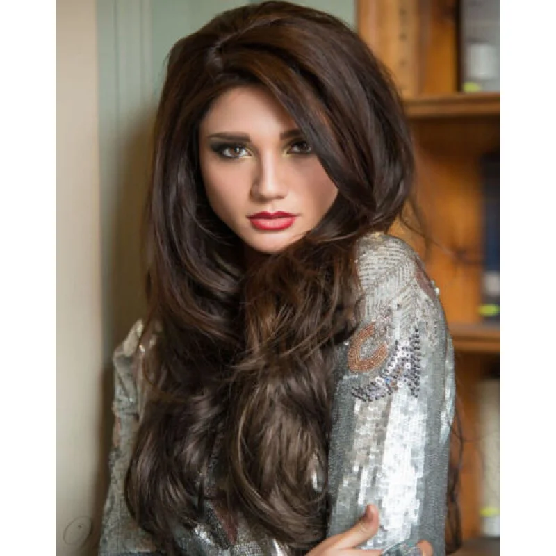 

Dark Brown Full Bracelet Long Wavy Synthetic Hair Women's Uncovered Wig 24 Inch Perüen