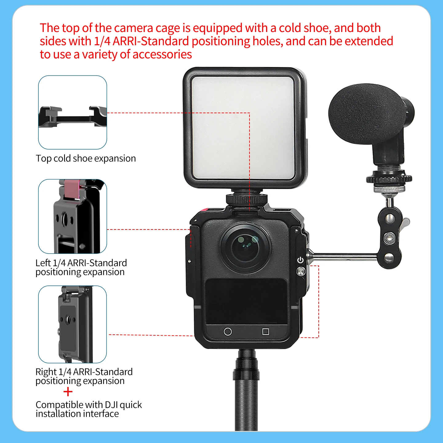 Für DJI OSMO360 Kamera-Käfig Aluminium-Schutzrahmen Magnetische Klemmhalterung Schnellverschluss-Ladehalterung – Detail 7