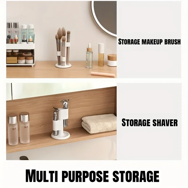 A White Desktop Pencil and Pen Storage Rack That Can Rotate 360 Degrees,can Hold 4 Pens,Office Desktop Organization and Storage